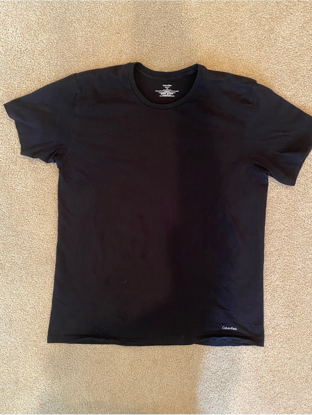 Calvin Klein Men's Black Classic Fit Crew Neck Logo Cotton Jersey Tee Size L
